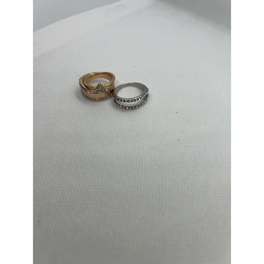 Rhinestone Rings Gold Silver‎ Stackable Band Ring Set Statement Jewelry